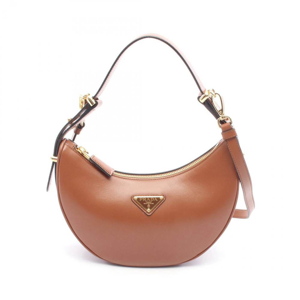Prada SOFT CALF Arche Handbag Leather Brown